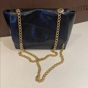 Black Maxime Moda Gold Chain Shoulder Bag from Italy